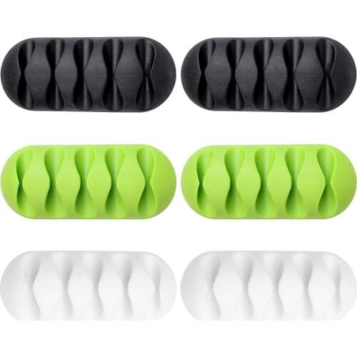 6 Pcs Five-hole Cable Holder,Three-color Porous TPR Desktop Clamp,Multi-function Desktop Cable Retainer,A Gadget That Organizes