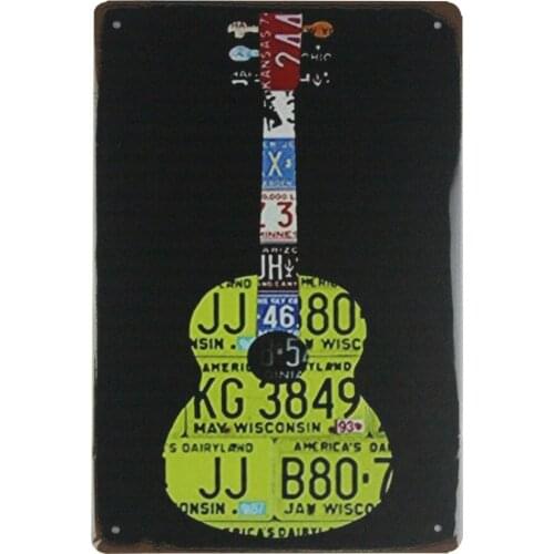 Car license plate guita tin metal sign pop shop office decor