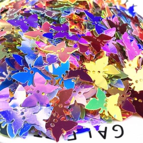 200pcs/lot 13mm Glitter Flat Butterfly Pvc Loose Sequins For Crafts Paillettes Wedding Sewing Handcraft Decoration Diy Accessory