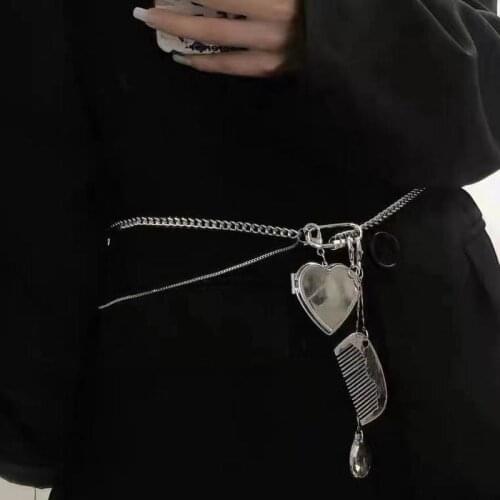 Origin Summer fashion Multifunction comb love heart Body Chain for women Safety Pin Waterdrops metal chunky chain Body jewelry