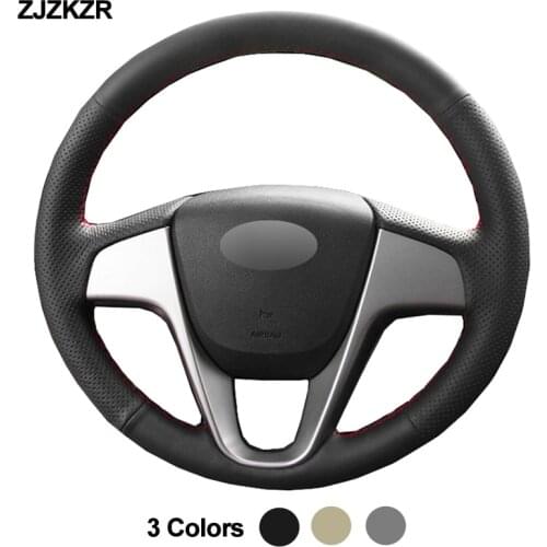 Car Auto Steering-Wheel Cover For Hyundai Solaris (RU) 2010-2016 Verna 2010-2016 i20 2009-2015 Accent 2012-2017 Stuurhoes Volant
