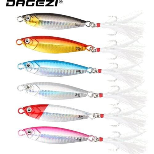 DAGEZI 10g/20g/30g SaltwaterJigging Fishing Lure Laser Body Sinking Bait Metal Jig Hard Bait For Carp Fishing Hard swimbait