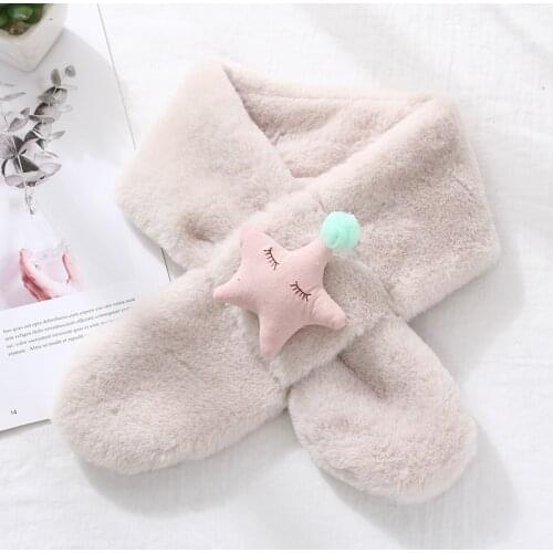 Childrens scarf parent-child scarf plush rabbit fur imitation rabbit fur autumn and winter boys and girls little star bib N33