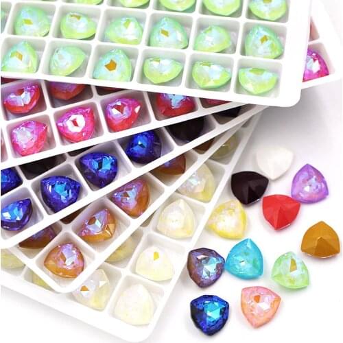 12mm Fat triangle shape Mocha fluorescence pointback crystal strass glass rhinestones for nail clothing