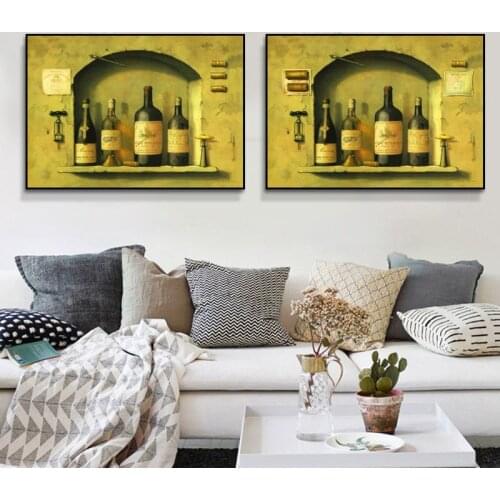 Cotton no frame classical still life win bottle scenery canvas printings oil painting printed on cotton art decoration picture