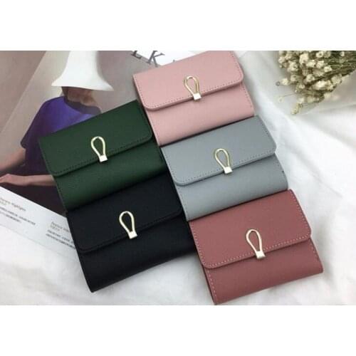 Soft Wallet Simple Buckle Mini Coin Purse Female Short Fashion Stylish Wild Two-fold Card Holder For Ladies Porte Monnaie Femme
