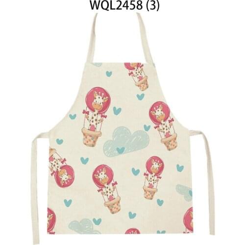 Cartoon Animal Print Pattern Printed Kitchen Apron Unisex Cotton And Linen Bib Home Cooking Roasting Coffee Shop Cleaning