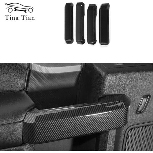 For Ford F150 2017-2020 Raptor 2018 XLT Crew cab Accessories ABS Carbon Fiber colour Interior Door Overlay Handle Cover Trim