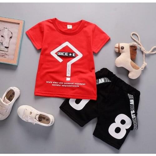 New Summer Baby Boys Clothes Casual Letter Print Kids Clothing Sets Short Sleeve Shirt + Shorts 2 Pcs Childrens Clothing 1-4 Y