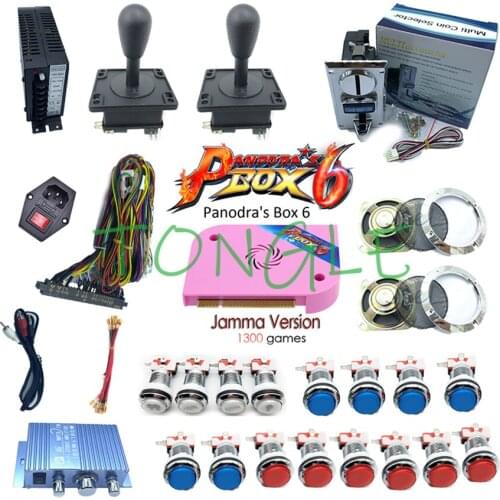 Newest arcade kits DIY Pandora Box 6 Plus 1300 in 1 CGA/VGA/HDMI output With arcade joystick pushbuttons jamma looms IEC socket