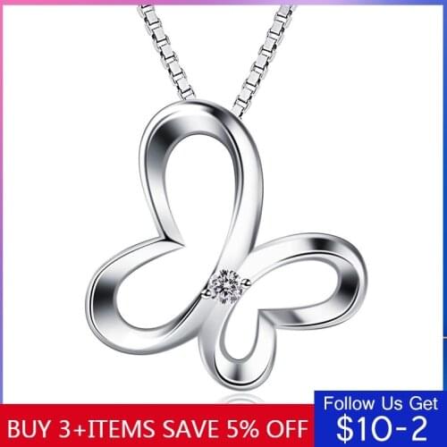 LByzHan Genuine S925 Sterling Silver Zircon Butterfly Pendant Necklace Hot Fashion 2019 New Design Necklace Jewelry N109