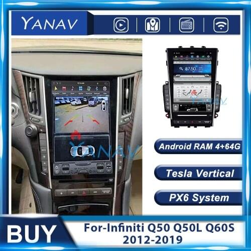 PX6 Android Stereo Receiver Car Radio For-Infiniti Q50 Q50L Q60S 2015-2019 Video GPS Navigation HD Vertical Multimedia Player