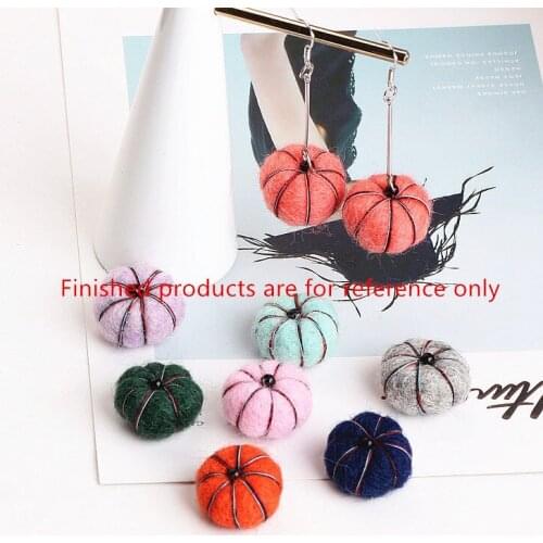 New style 20pcs/lot Halloween creative pumpkin shape handmade wool felt balls diy jewelry earring/garment/hair accessory