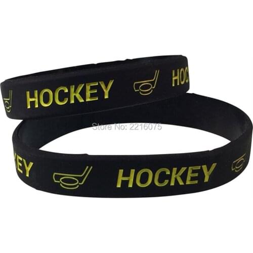 300pcs Yellow Text Hockey wristband silicone bracelets free shipping by DHL A