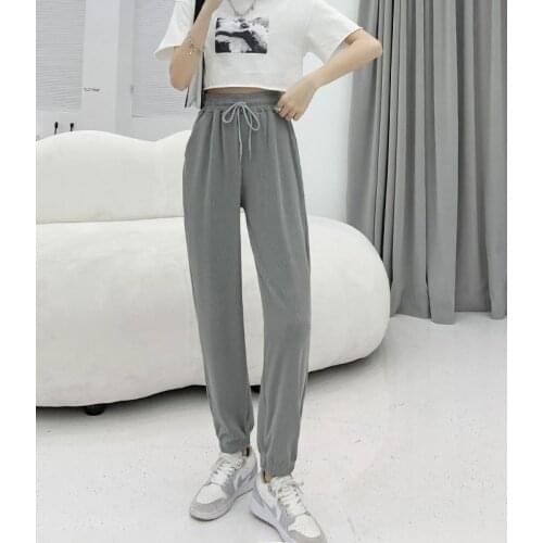 Ice Silk Sports Pants Womens Summer Loose-Fitting Thin Section High Waist Slimming Casual Harlan Mosquito-Proof Lantern Pants