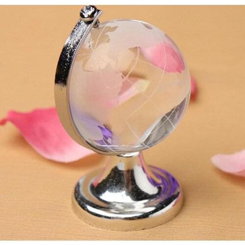 Glass Sphere Ball Round Earth Globe Gold Silver Crafts Map Ornaments Christmas Crystal Cute Desk Decor Table World Gift Art
