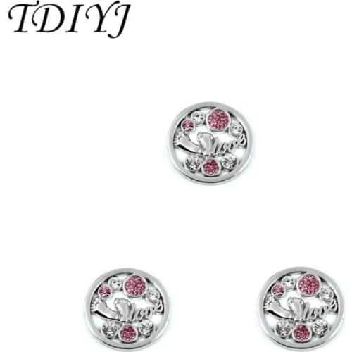 TDIYJ New Design 33mm Alloy Crystal Baby Feet Coin Disc for 35mm Coin Holder Pendants 1pcs/lot