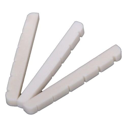 Tooyful Hot 3Pcs Unbleached Curved Slotted Guitar Cattle Bone Nut Flat Bottom for Classical 6-String Electric Guitar Bass