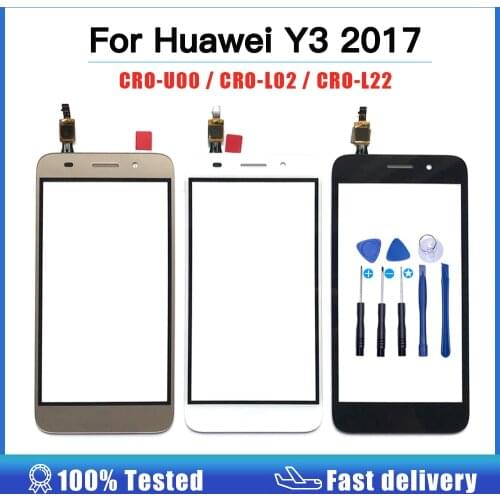 High quality touch screen For Huawei Y3 2017 CRO-U00 CRO-L02 CRO-L22 touch screen Panel digitizer Glass Lens Front Outer glass