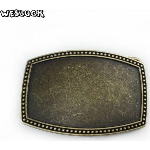 WesBuck Brand Rectangle DIY Jeans Gift 1elt buckle for men antique brass finish