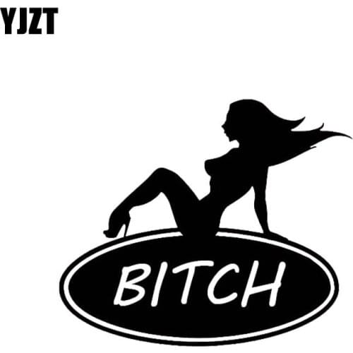 YJZT 13.6*11.5CM Mystery Bad Words Evil Girl Decal Black/Silver Vinyl Covering The Body Car Sticker C20-1197