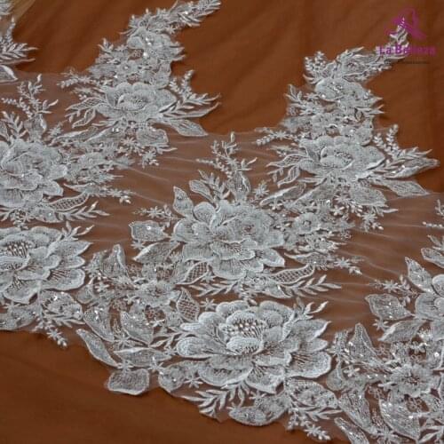 La Belleza large size embroidered Front skirt lace trim 33-57cm width 2 yards/lot