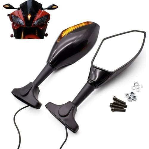 For Yamaha XTZ700 TENERE XT1200Z SUPER TENERE YZF R1 Motorcycle Side Rearview Mirrors Turn Signals Indicator With LED Lights