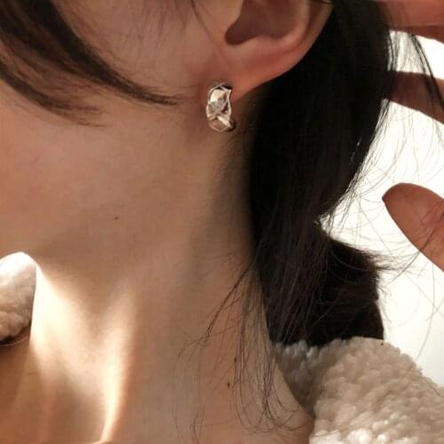 925 sterling silver earring Fashion exaggerated wavy C-shaped stud earring ear ring temperament wild female girl ear jewelry