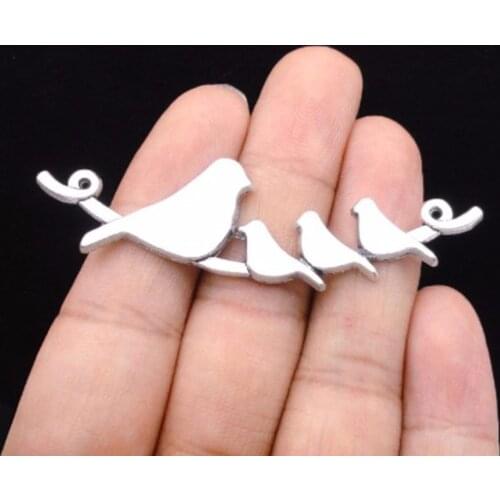 10pcs/lot--66x17mm, Antique silver plated Birds Branch Connector charms,DIY supplies, Jewelry accessories