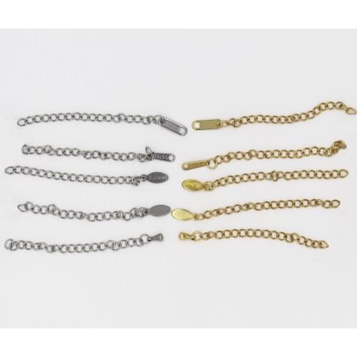 20pcs/lot 5cm Stainless Steel 18k Gold Extended Extension Tail Chain Tag Connector DIY Jewelry Making Findings Bracelet Necklace