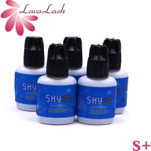 5 PCS Original Korea Sky Glue Black Cap S+ Glue 10ml 1-2s Drying Time for Eyelash Extension MSDS Adhesive Beauty Shop Wholesale