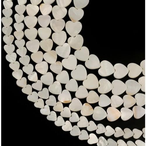 6mm/8mm/10mm/12mm Heart Shape White Natural Shell Beads Charms Loose Beads For Jewelry Making DIY Bracelet Necklace Accessories