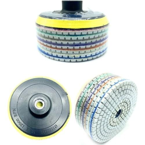 8/9pcs Diamond Polishing Pads 4 Inch Wet/Dry Set for Granite Stone Buffing Concrete Marble Grinding Discs