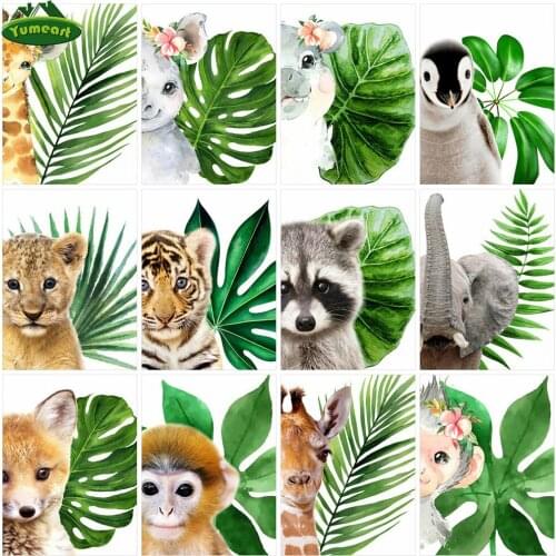 DIY Diamond Painting by Number Full Square Tiger Art DIY Paint With Diamonds Embroidery Mosaic Animal Elephant Decorations Home