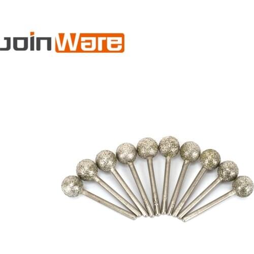 Diamond Grinding Head Ball Bits Engraving Abrasive Burrs Rotary Tools 12MM Head 3mm Shank 10Pcs