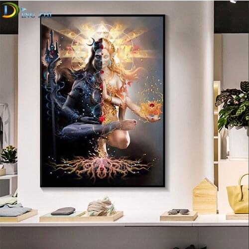 Diy Diamond Painting Religious Buddha Indian Shiva Lord Embroidery Mosaic Full Square Round Church Sacred Wall Hangings Pattern