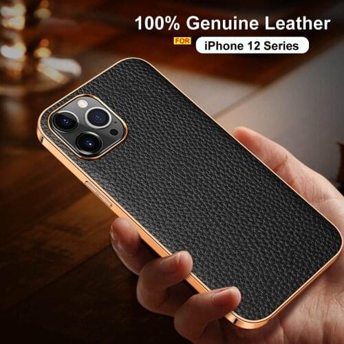 Genuine Leather case for iphone 12 pro max case luxury soft bumper case for iphone 12 mini 360 full cover XR XS 11 pro max case