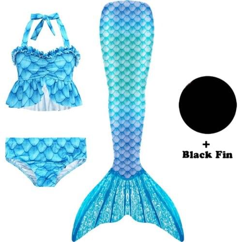 Girls Kids Swimmable Mermaid Tail With Monofin Swim Flippers Cosplay Costumes Child Beach Bikini Set Age 3-12 Years