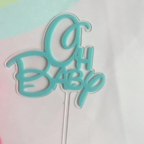 Double Candy Color Acrylic "Oh Baby" Happy Birthday Cake Topper Wedding Bride Party Decoration Dessert Baking Supplies
