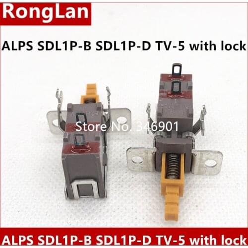 Imported Alps key switch YELLOW SDL1P-B SDL1P-D TV-5 with lock screw hole Hole foot high current power switch-10pcs
