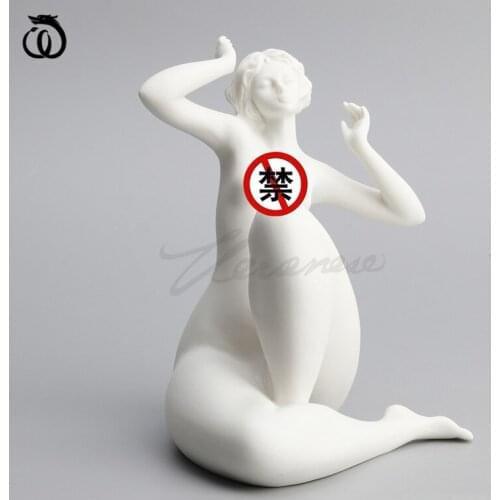 Ceramic Nude Fat Girl Art Sculpture Home Decor Naked Lady Character Statue Craft Ideas Desk Room Decoration Birthday Gift R7195