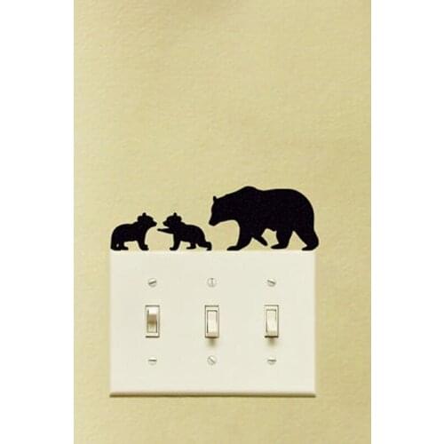 KUCADA Black Creative DIY Three Bears Switch Wall Stickers Home Decoration Wallpaper JG1913