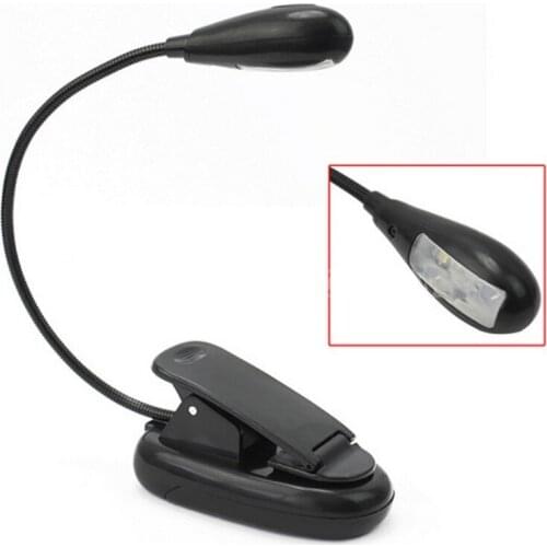 Clip On 2 LED White Book Reading Music Orchestra Sheet Stand Light Lamp New