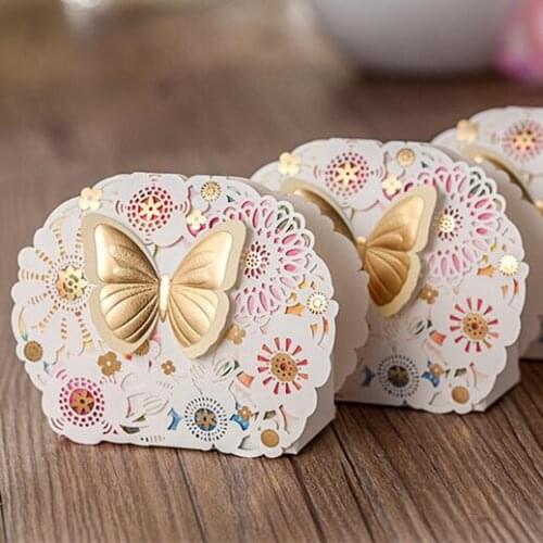 Laser Cut Butterfly Favor Boxes Gold Wedding Candy Box 2015 Boite A Dragee Bapteme Caixa Corte A Laser Casamento Caixa De Doces