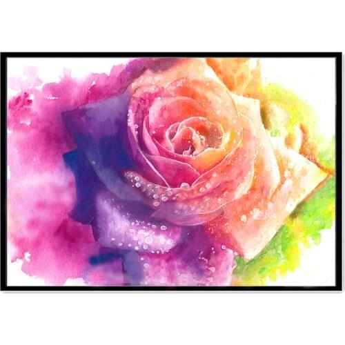 Pintura de diamante 5D paisajismo DIY flor rosa de color bordado de diamantes hecho a mano de punto de cruz kit de Navidad o