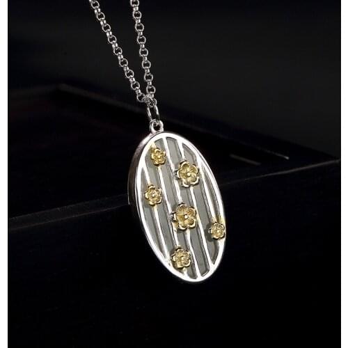 2018 New Hot Sale Slide Star S925 Pure Gilded Plum Blossom Natural Hetian High Grade Joker Lady Pendant Chain Wholesale