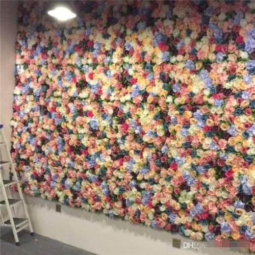 New 60X40CM Wedding Flower Backdrop Artificial Silk Rose Peony Hydrangea Flowers Wall Road Leading Flowers Event Party Supplies