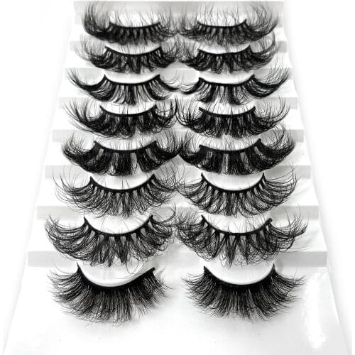 NEW 8Pairs mink eyelashes 8-25mm lashes fluffy messy 3D mink lashes wholesale natural Long Thick false eyelashes extension
