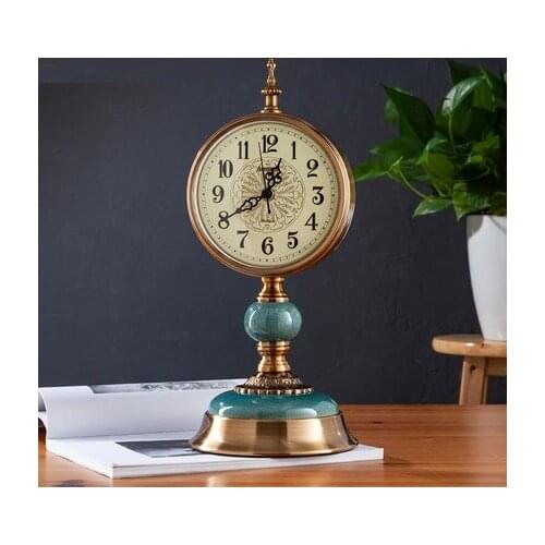 Furnishing Snooze Function Decoration Pendulum Table Alarm Silence Desk Clock Office Night Bedroom Metal Vintage Clock LY455