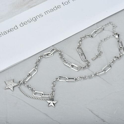 VENTFILLE 925 Sterling Silver Necklace for Women New Fashion Vintage Creative Zircon Star Tassel Bride Jewelry Party Accessories